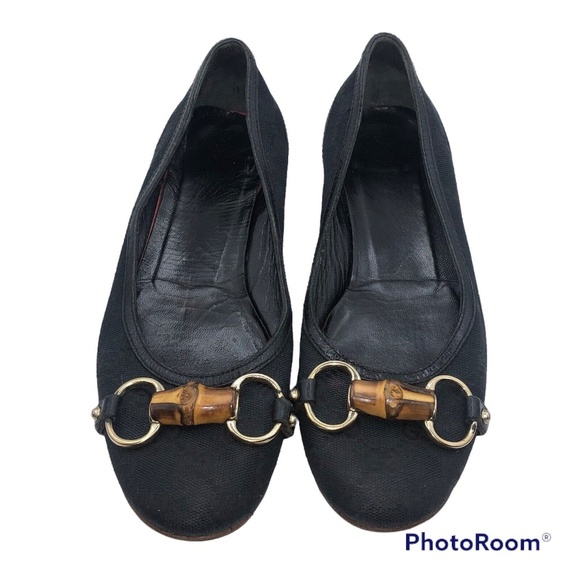 Women's Gucci GG Monogram Bamboo Horsebit Loafers Flats Shoes Size 6 Black - Picture 3 of 9